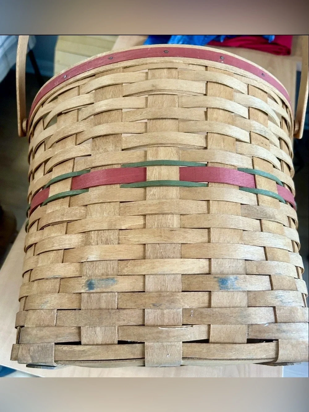 Longaberger laundry basket 1990 very large floor model with 2 swing handles